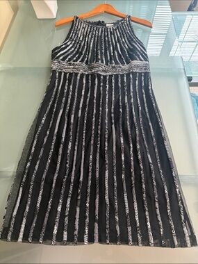 Cache Dress Black Lace Halter Fit & Flare Dress Size 10 Wedding Guest Like NEW